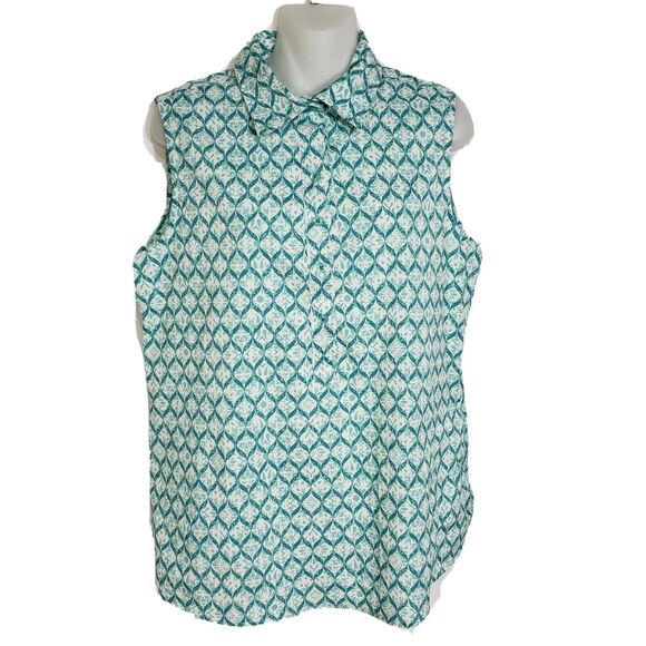 Bass Pro Shops Ascend Womens Top Size Medium Green Sleeveless Half Button Pocket - Picture 1 of 12